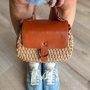 Harbor Woven Straw Crossbody | Boho Convertible Bag with Top Handle